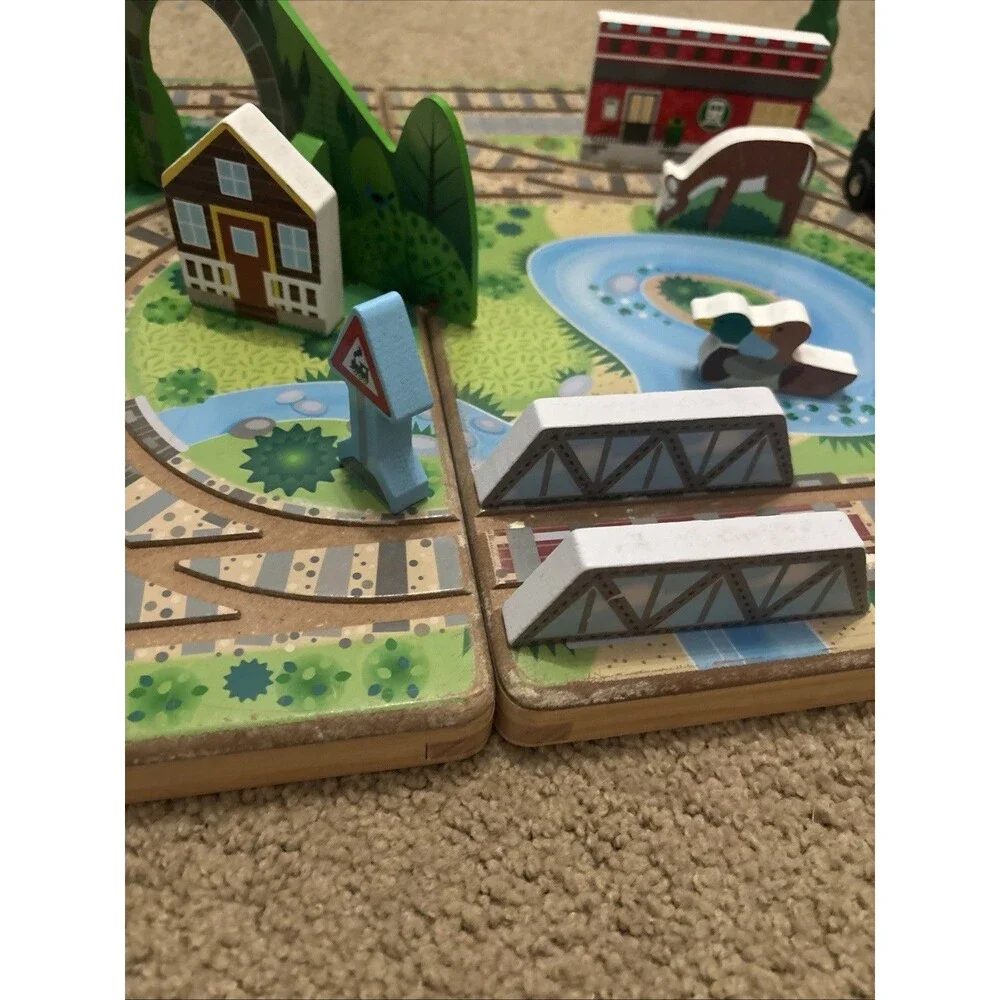 Melissa & Doug Wooden Take-Along Tabletop Railroad W/ Train & More